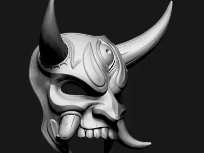 Japanese Hannya Oni Mask Samurai Mask Demon Onimusha Mask 3D print model