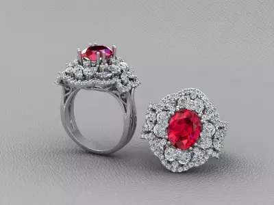 Diamond Jewelry Ruby Ring 3D print model