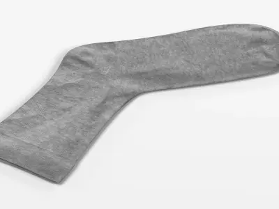 Grey Sock - Realistic and Universal Cotton Footwear 3D model