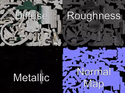 Ornate Marble Fountain model pack Low-poly 3D model