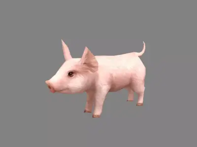 Cartoon piggy - farm pig Low-poly 3D model