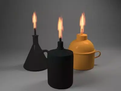 Oil Lamp Collection Low-poly 3D model