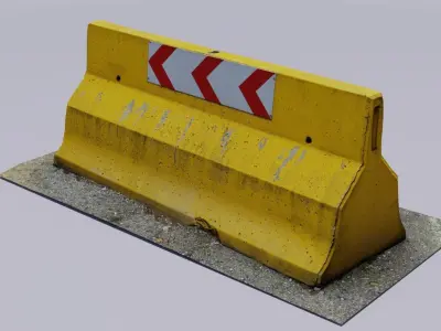 Concrete barrier 01  Low-poly 3D model