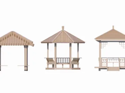 16 Chinese-style pavilions in antique courtyards 3D model