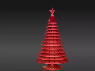 Minimalist Layered Tree Sculpture 3D Model Christmas Decor Low-poly 3D model