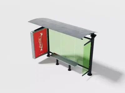 Elegant bus stop Low-poly 3D model