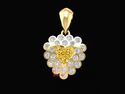 Elegant Heart Shape Gemstone Pendant for Women 313 3D print model