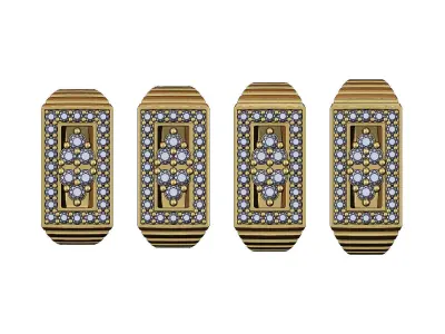 Undulated diamond cluster rectangular top ring US sizes 6to9 3D print model