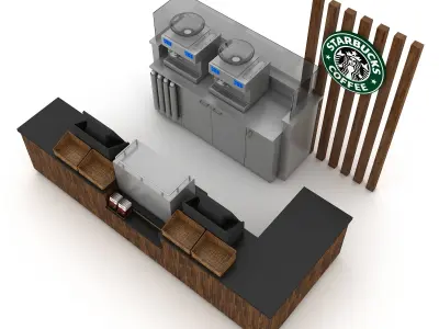 3d coffee shop 3D Low-poly 3D model