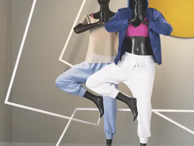 Showcase01 two mannequins in window display 3D model