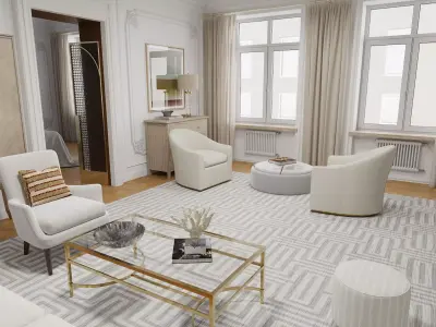 Modern Classic Living and Bedroom Set 3D model