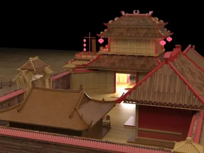 Chinese ancient courtyard house  3D model