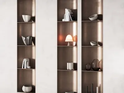 415 bookcase and rack 08 halfround semicircle modular shelfs 01 3D model