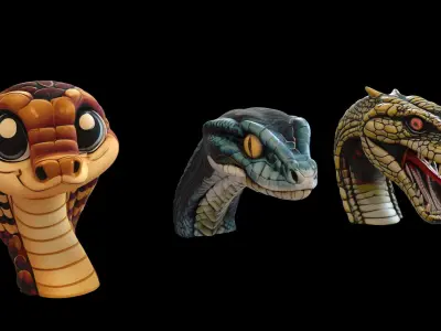 Ultimate Snake Head Pack  48 HighPoly Stylized Assets 3D model