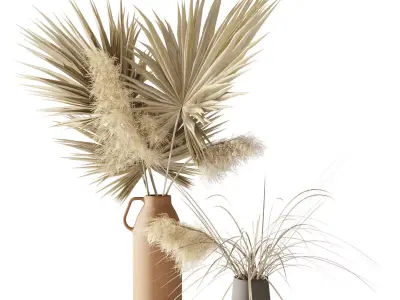 Dry palms and pampas 3D model