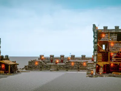 Castle Ruins Props Asset Low-poly 3D model