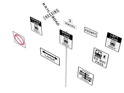 Road Sign US R15 Series Rail And Light Rail 3D model
