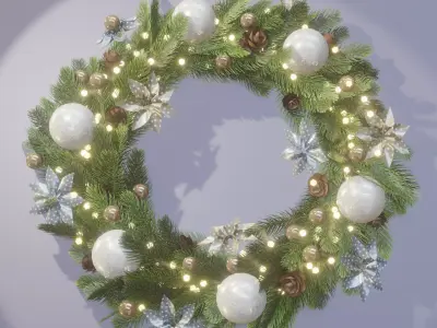 Christmas wreath in scandi style Low-poly 3D model