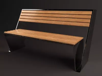 Bench Model with wooden slats Free 3D model