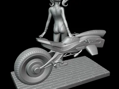 sci-fi racing girl 3D print model