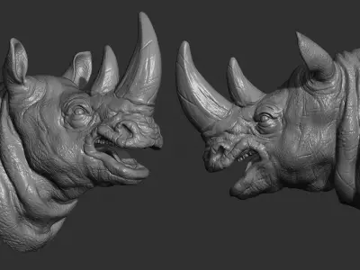 Rhinoceros angry head 3D print model