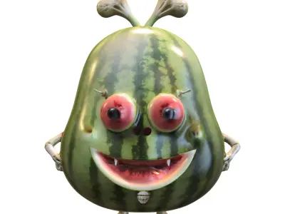 Watermelon Monster Character Low-poly 3D model