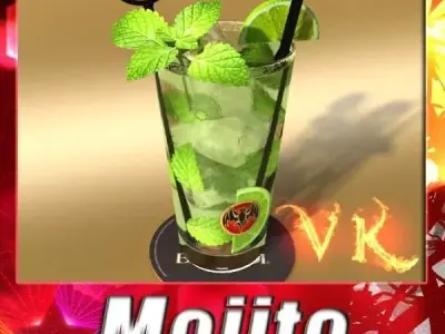 Mojito Cocktail High Detail 3D model