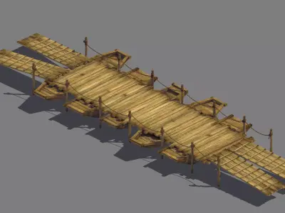 Game Boat - Wooden Bridge 03 3D model
