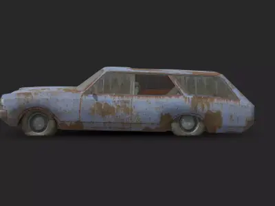 Abandoned Car - Opel Rekord Caravan Low-poly 3D model