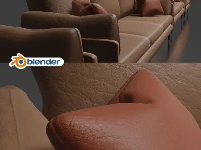 leather sofa ready for design interior Free 3D model