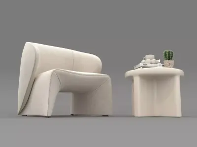 Modern Coffee Table and Armchair Set 73 3D model