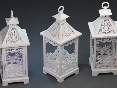 Victorian Style Lantern Small Vintage Candle Lantern 3D model