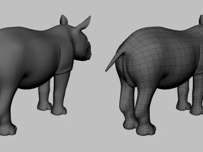 Baby Rhino Low-poly 3D model