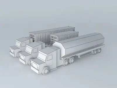 Trucks three Free 3D model