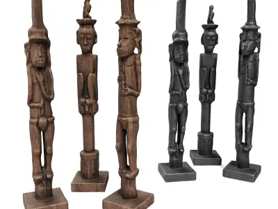 African totems sculpture Low-poly 3D model