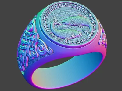 ZODIAC PISCES RING 3D print model