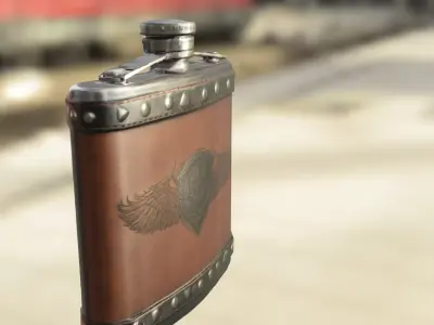 Vintage Metal Flask  Low-poly 3D model