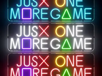 Just One More Game Neon Sign 3D model