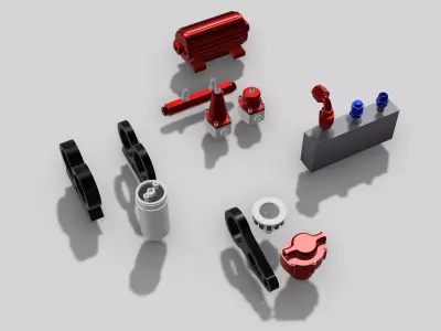 12 Piece Fuel system set AN fittings fuel pumps fuel regulators 3D print model