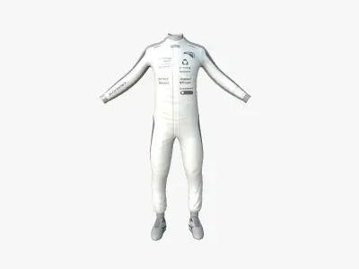 Racing Pilot Uniform A08 Gray - Character Clothing Design Low-poly 3D model