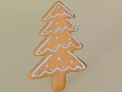 Gingerbread Tree Cookie 3D Model - Christmas Holiday Dessert 3D model