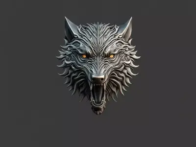 Pendant Wolf Pendant Wolf Head Animal Pendant  3D print model