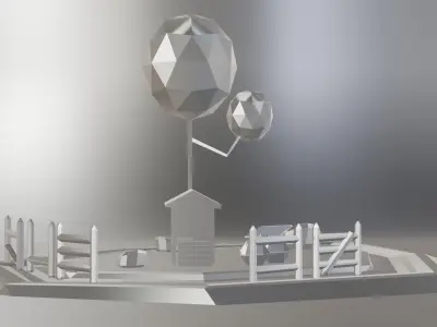 Low Poly Village Scene 3D Model  Stylized Game Environment Free low-poly 3D model