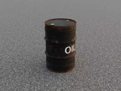 Old and rusty crude oil barrel 3D model