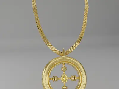Gold Chain and Pendant 3D Model 3D model