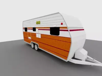 Retro Travel Trailer Game Ready Asset Free low-poly 3D model