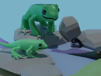 Cute Frog family set 3D model