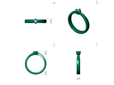 D-1604 solitaire diamond engagement ring 3D print model