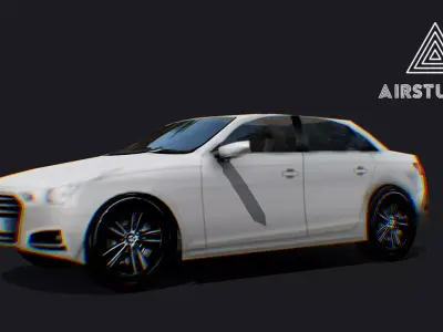 Low Poly White Car Low-poly 3D model
