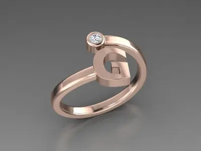 Alphabet Jewelry ring G 3D print model